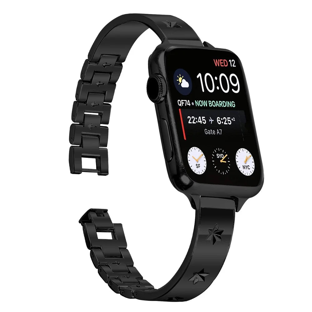 Replacement Strap for Apple Watch Series 11 10 42mm / 9 8 7 41mm / SE3 SE2 SE 6 5 4 40mm / 3 2 1 38mm Metal Watch Band - Black - 3
