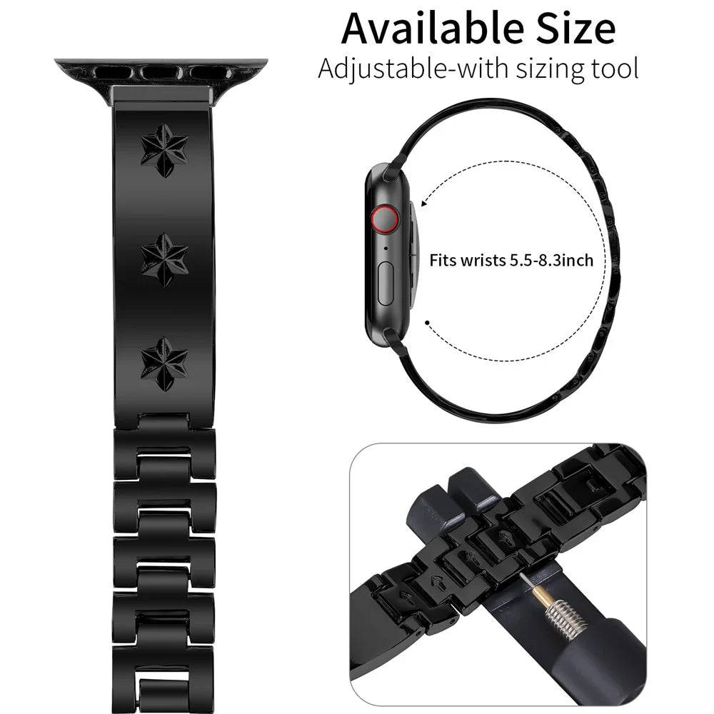 Replacement Strap for Apple Watch Series 11 10 42mm / 9 8 7 41mm / SE3 SE2 SE 6 5 4 40mm / 3 2 1 38mm Metal Watch Band - Black - 4