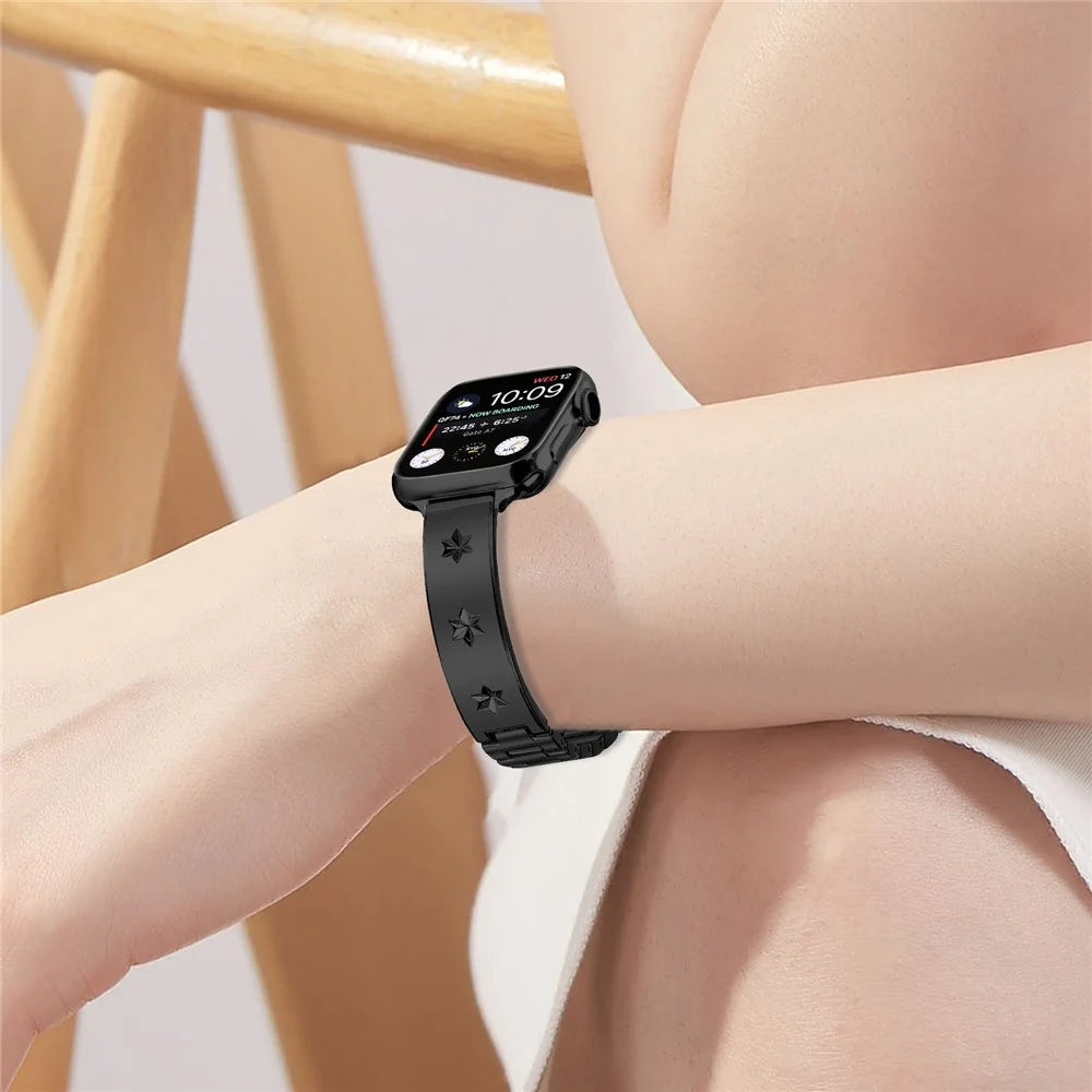 Replacement Strap for Apple Watch Series 11 10 42mm / 9 8 7 41mm / SE3 SE2 SE 6 5 4 40mm / 3 2 1 38mm Metal Watch Band - Black - 7