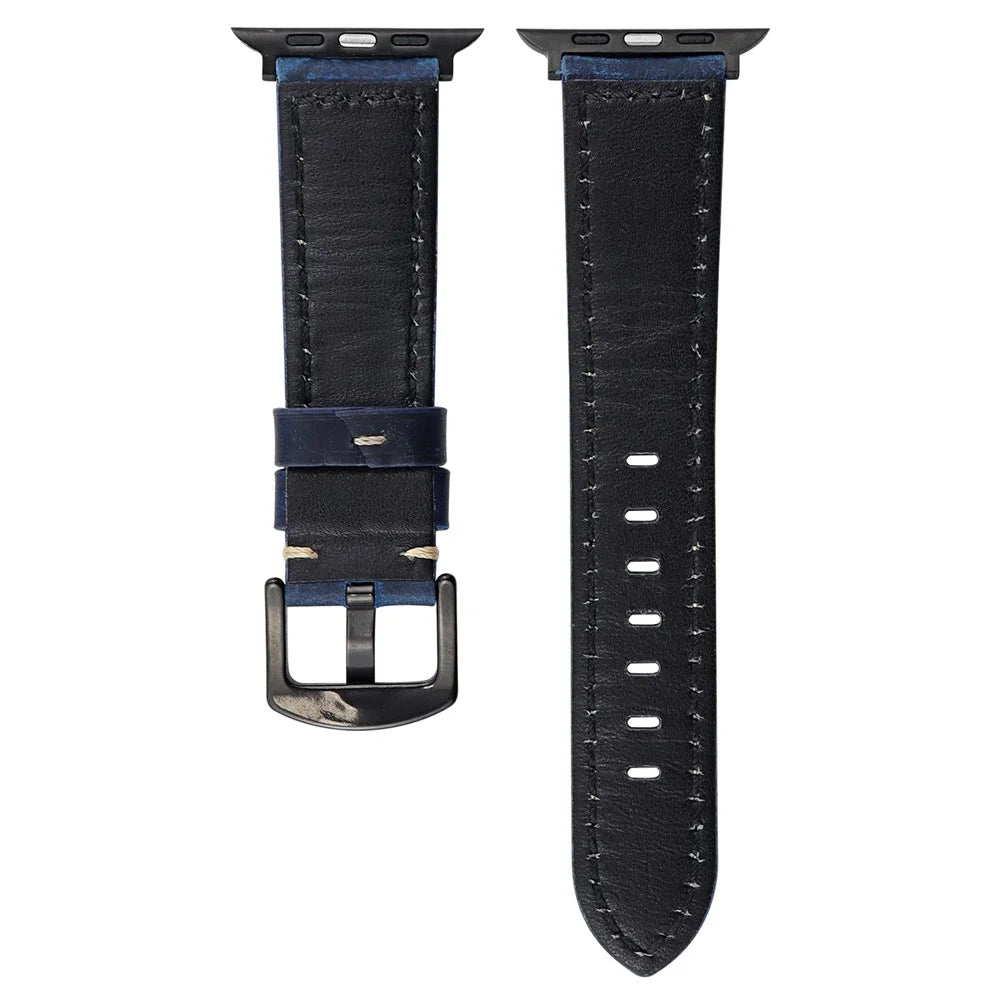 Watch Band For Apple Watch Ultra 3 2 1 49mm / Series 11 10 46mm / 9 8 7 45mm / SE3 SE2 SE 6 5 4 44mm / 3 2 1 42mm Genuine Cow Leather Strap - Brown - 2