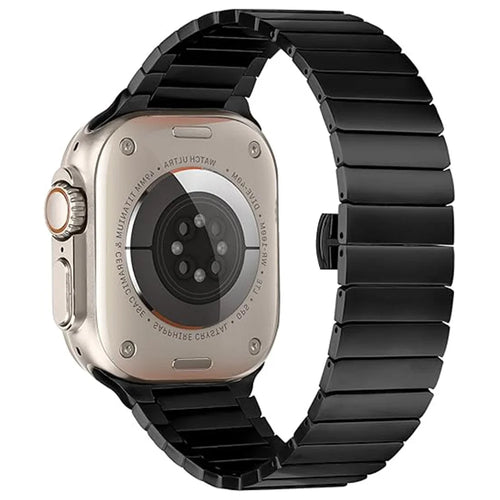 Watch Band For Apple Watch Ultra 3 2 1 49mm / Series 11 10 46mm / 9 8 7 45mm / SE3 SE2 SE 6 5 4 44mm / 3 2 1 42mm 1-Bead Bamboo Link Stainless Steel Strap - Black - 1