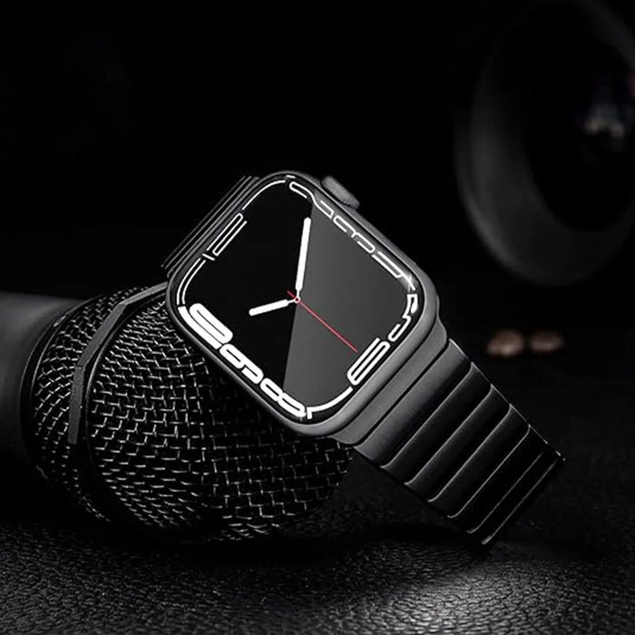 Watch Band For Apple Watch Ultra 3 2 1 49mm / Series 11 10 46mm / 9 8 7 45mm / SE3 SE2 SE 6 5 4 44mm / 3 2 1 42mm 1-Bead Bamboo Link Titanium Alloy Strap - Black - 7
