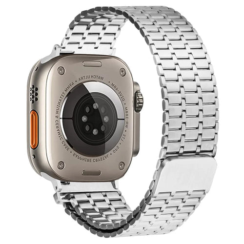LEMONDA Magnetic Strap For Apple Watch Ultra 3 2 1 49mm / Series 11 10 46mm / 9 8 7 45mm / SE3 SE2 SE 6 5 4 44mm / 3 2 1 42mm Metal Watch Band - Silver - 1