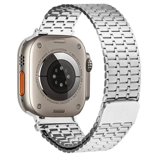 LEMONDA Magnetic Strap For Apple Watch Ultra 3 2 1 49mm / Series 11 10 46mm / 9 8 7 45mm / SE3 SE2 SE 6 5 4 44mm / 3 2 1 42mm Metal Watch Band - Silver - 1