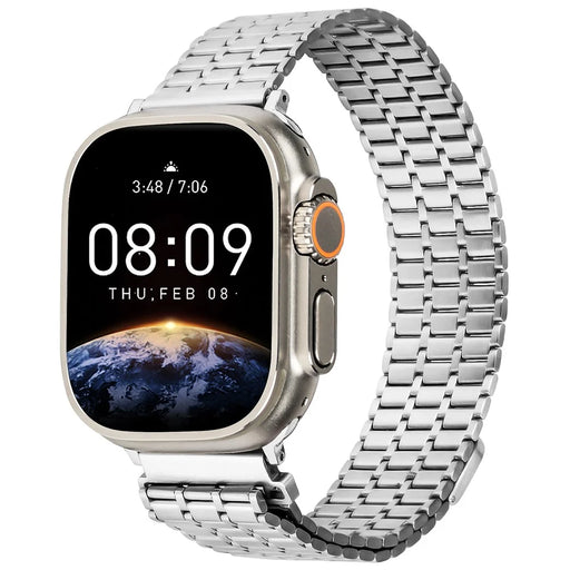 LEMONDA Magnetic Strap For Apple Watch Ultra 3 2 1 49mm / Series 11 10 46mm / 9 8 7 45mm / SE3 SE2 SE 6 5 4 44mm / 3 2 1 42mm Metal Watch Band - Silver - 2