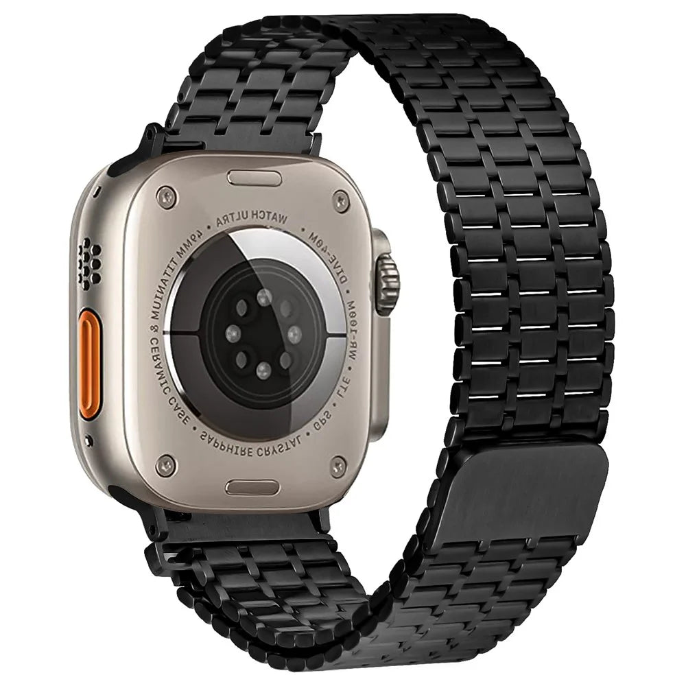 LEMONDA Magnetic Strap For Apple Watch Ultra 3 2 1 49mm / Series 11 10 46mm / 9 8 7 45mm / SE3 SE2 SE 6 5 4 44mm / 3 2 1 42mm Metal Watch Band - Black - 1