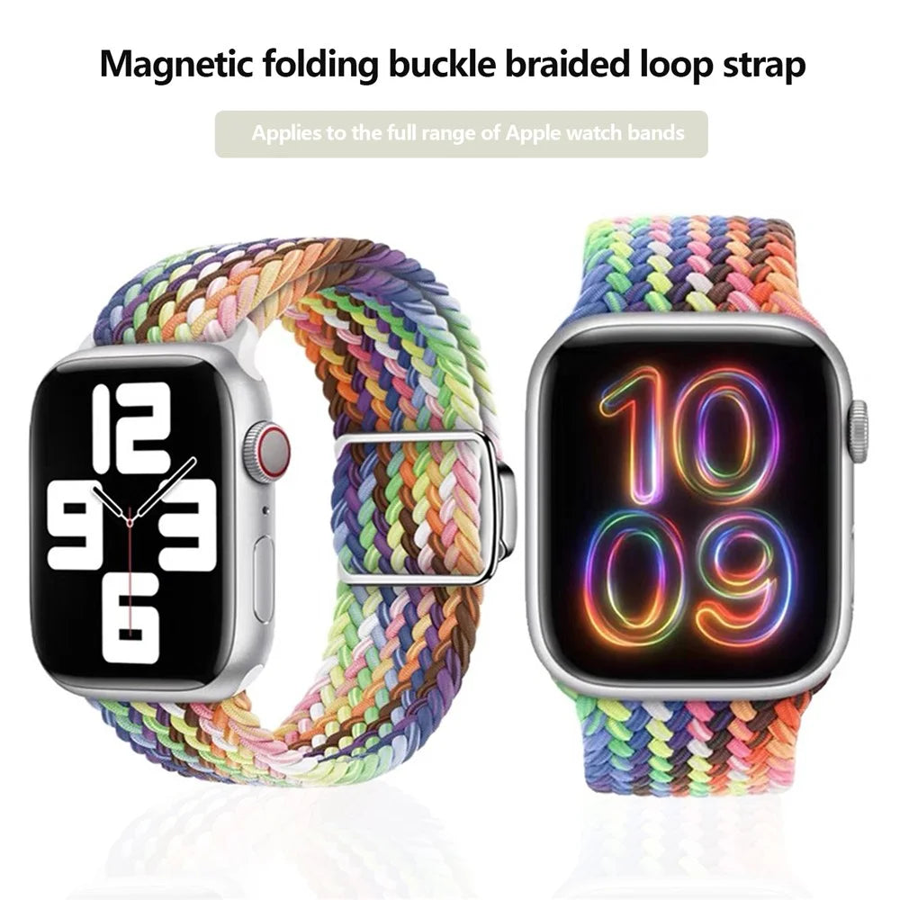 KALEBOL Magnetic Watch Strap for Apple Watch Series 11 10 42mm / 9 8 7 41mm / SE3 SE2 SE 6 5 4 40mm / 3 2 1 38mm Nylon Braided Wrist Band - Multi-Color - 4