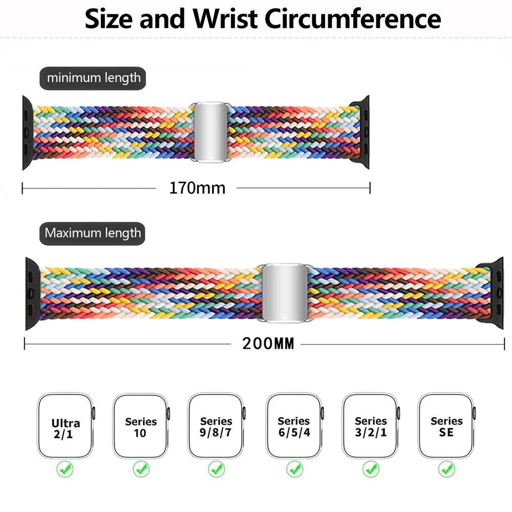 KALEBOL Magnetic Watch Strap for Apple Watch Series 11 10 42mm / 9 8 7 41mm / SE3 SE2 SE 6 5 4 40mm / 3 2 1 38mm Nylon Braided Wrist Band - Multi-Color - 7