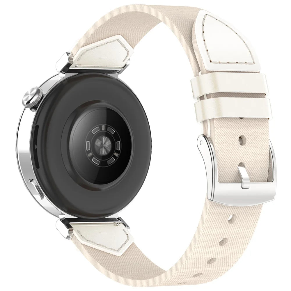 Nylon + Denim Strap for Huawei Watch GT 5 Pro 42mm / GT 5 41mm / GT 4 41mm Universal 18mm Watchband - White - 1
