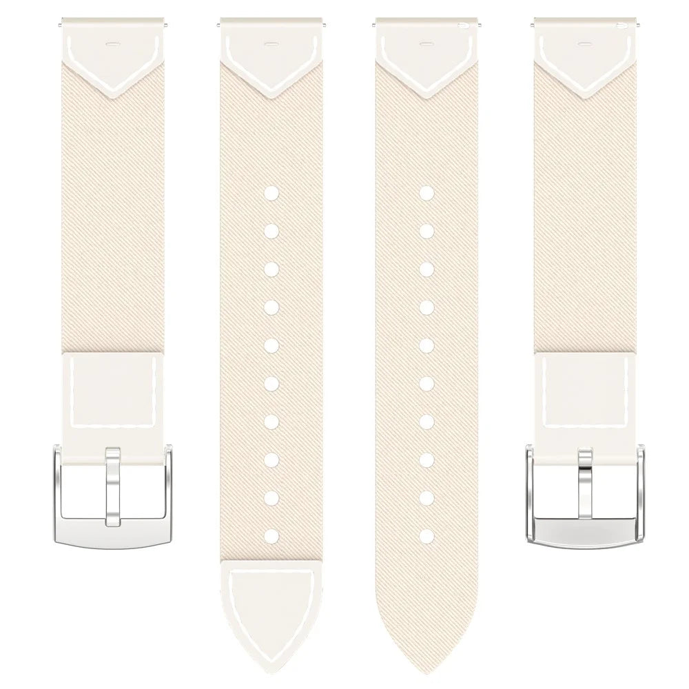 Nylon + Denim Strap for Huawei Watch GT 5 Pro 42mm / GT 5 41mm / GT 4 41mm Universal 18mm Watchband - White - 2