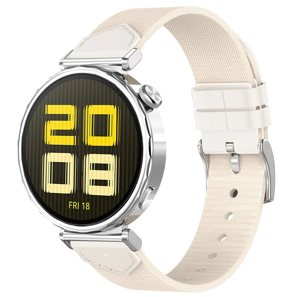 Nylon + Denim Strap for Huawei Watch GT 5 Pro 42mm / GT 5 41mm / GT 4 41mm Universal 18mm Watchband - White - 3