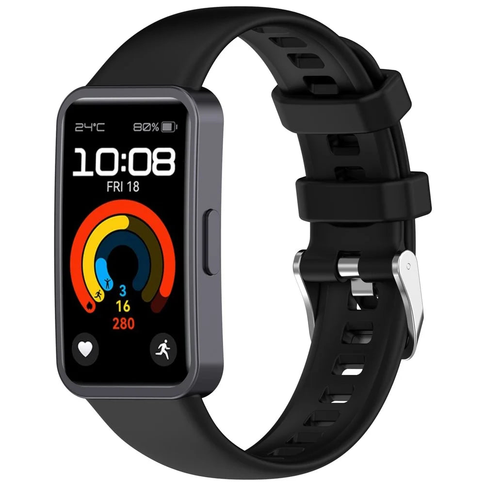 Silicone Watch Strap for Huawei Band 9 NFC / 9 / 8 NFC / 8 Adjustable Wrist Band - Black - 4