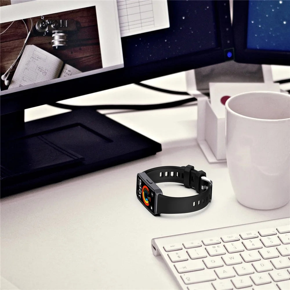Silicone Watch Strap for Huawei Band 9 NFC / 9 / 8 NFC / 8 Adjustable Wrist Band - Black - 7