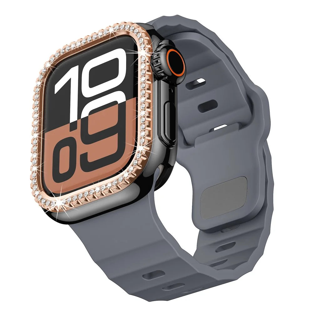 Fluorubber Watch Strap for Apple Watch Ultra 3 2 1 49mm / Series 11 10 46mm / 9 8 7 45mm / SE3 SE2 SE 6 5 4 44mm / 3 2 1 42mm Wave Band - Grey - 3