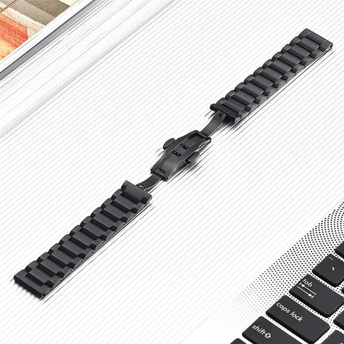 20mm Watch Band For Garmin vivoactive 5 / GarminActive 5 / Venu Sq , 3-Bead Titanium Alloy Wrist Strap - Black - 1