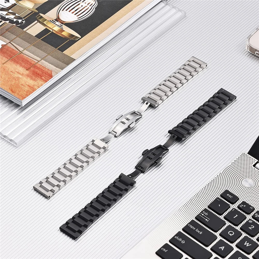 20mm Watch Band For Garmin vivoactive 5 / GarminActive 5 / Venu Sq , 3-Bead Titanium Alloy Wrist Strap - Black - 3