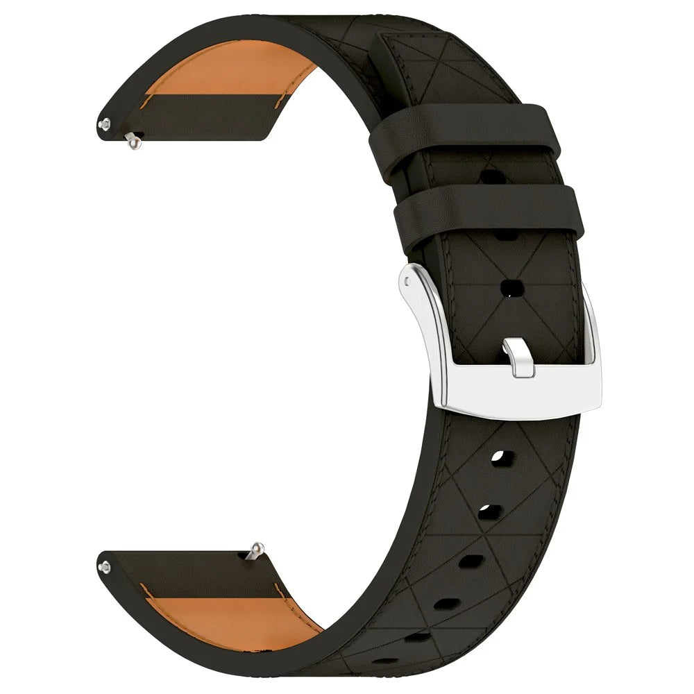 22mm Watch Band For Huawei Watch GT 5 46mm / GT 5 Pro 46mm / GT 4 46mm Square Pattern Leather Strap - Black - 1