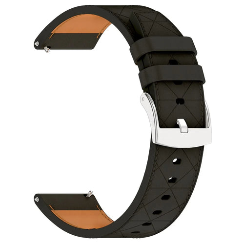 22mm Watch Band For Huawei Watch GT 5 46mm / GT 5 Pro 46mm / GT 4 46mm Square Pattern Leather Strap - Black - 1