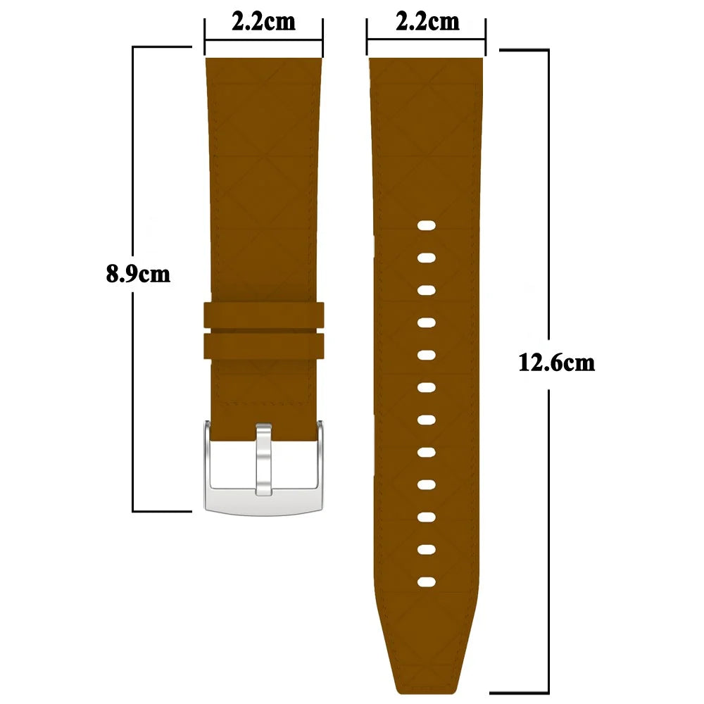 22mm Watch Band For Huawei Watch GT 5 46mm / GT 5 Pro 46mm / GT 4 46mm Square Pattern Leather Strap - Black - 5