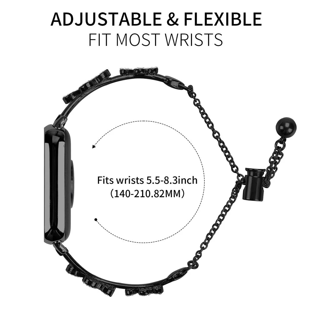Metal Band Heart Clover Decor For Xiaomi Smart Band 10 Pro / 9 Pro / 8 Pro / Redmi Watch 6 / 5 / 4 Watch Bracelet Replacement - Black - 5