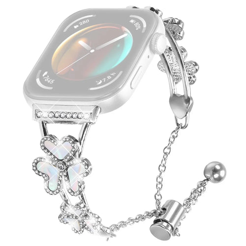 Metal Band For Huawei Watch Fit 3 Heart Clover Decor Watch Strap Replacement - Silver - 1