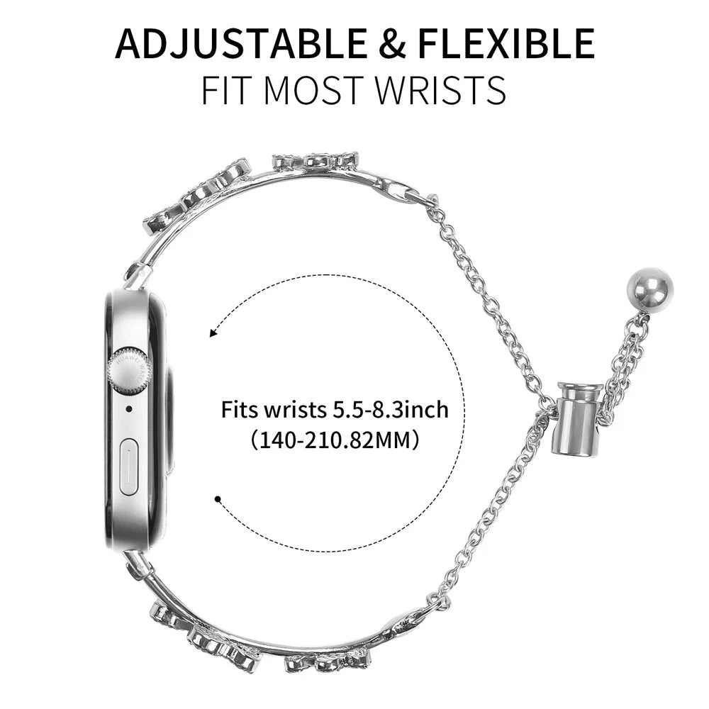 Metal Band For Huawei Watch Fit 3 Heart Clover Decor Watch Strap Replacement - Silver - 5