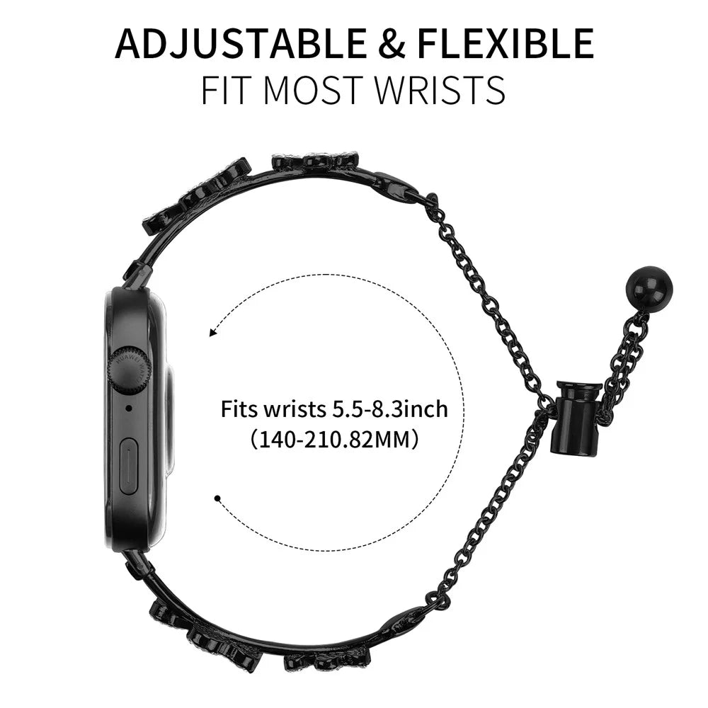 Metal Band Heart Clover Decor For Huawei Watch Fit 3 Watch Bracelet Replacement - Black - 5