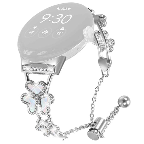 Metal Band For Google Pixel Watch 4 41mm / Watch 3 41mm / Watch 2 / Watch Heart Clover Decor Watch Strap - Silver - 1