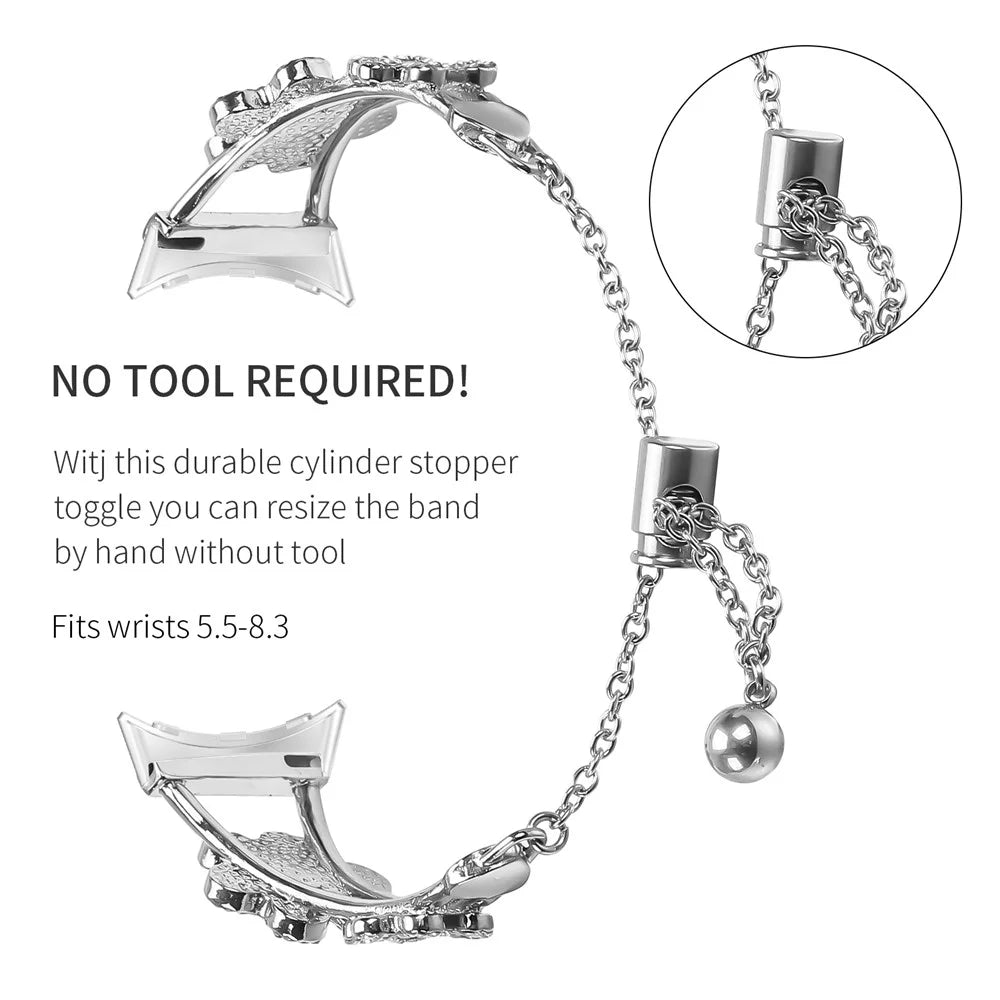 Metal Band For Google Pixel Watch 4 41mm / Watch 3 41mm / Watch 2 / Watch Heart Clover Decor Watch Strap - Silver - 3