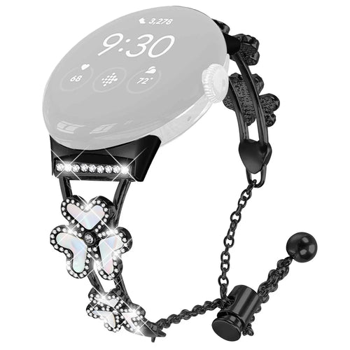 Metal Band Heart Clover Decor For Google Pixel Watch 4 41mm / Watch 3 41mm / Watch 2 / Watch Watchband Bracelet Replacement - Black - 1