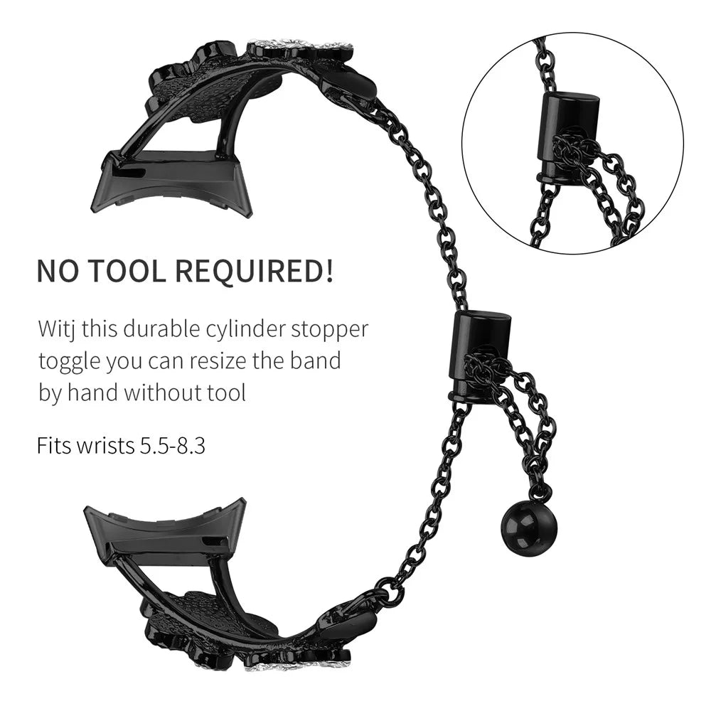 Metal Band Heart Clover Decor For Google Pixel Watch 4 41mm / Watch 3 41mm / Watch 2 / Watch Watchband Bracelet Replacement - Black - 3