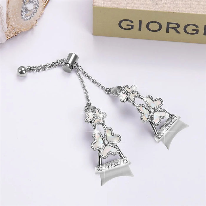 Metal Band with Connector For Samsung Galaxy Watch5 /  Watch4 40 / 42 / 44 / 45 / 46mm Heart Clover Decor Watch Strap - Silver - 6