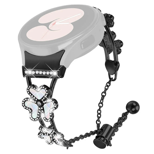 Metal Band with Quick Release Connector For Samsung Galaxy Watch6 44mm  /  40mm  /  Watch6 Classic 47mm  /  43mm Heart Clover Decor Watch Strap - Black - 1