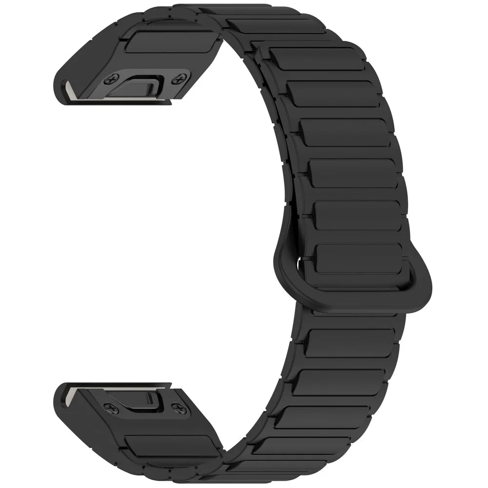 20mm Magnetic Watch Band for Garmin Fenix 8 43mm / Descent MK3 Quick Release Soft Silicone Strap - Black - 1