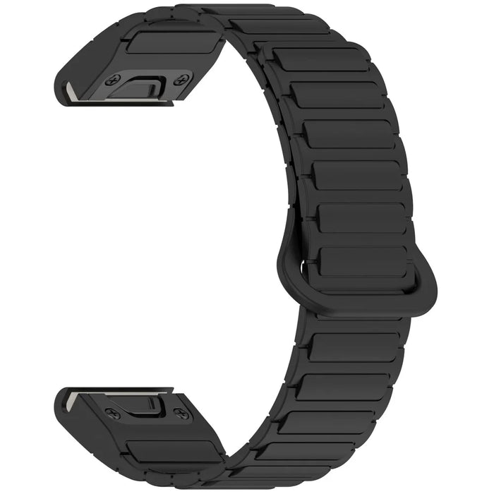 20mm Magnetic Watch Band for Garmin Fenix 8 43mm / Descent MK3 Quick Release Soft Silicone Strap - Black - 1