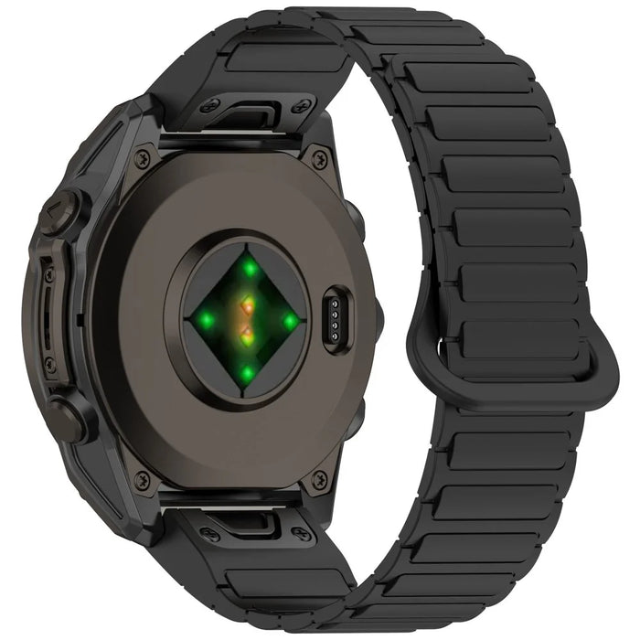 20mm Magnetic Watch Band for Garmin Fenix 8 43mm / Descent MK3 Quick Release Soft Silicone Strap - Black - 2