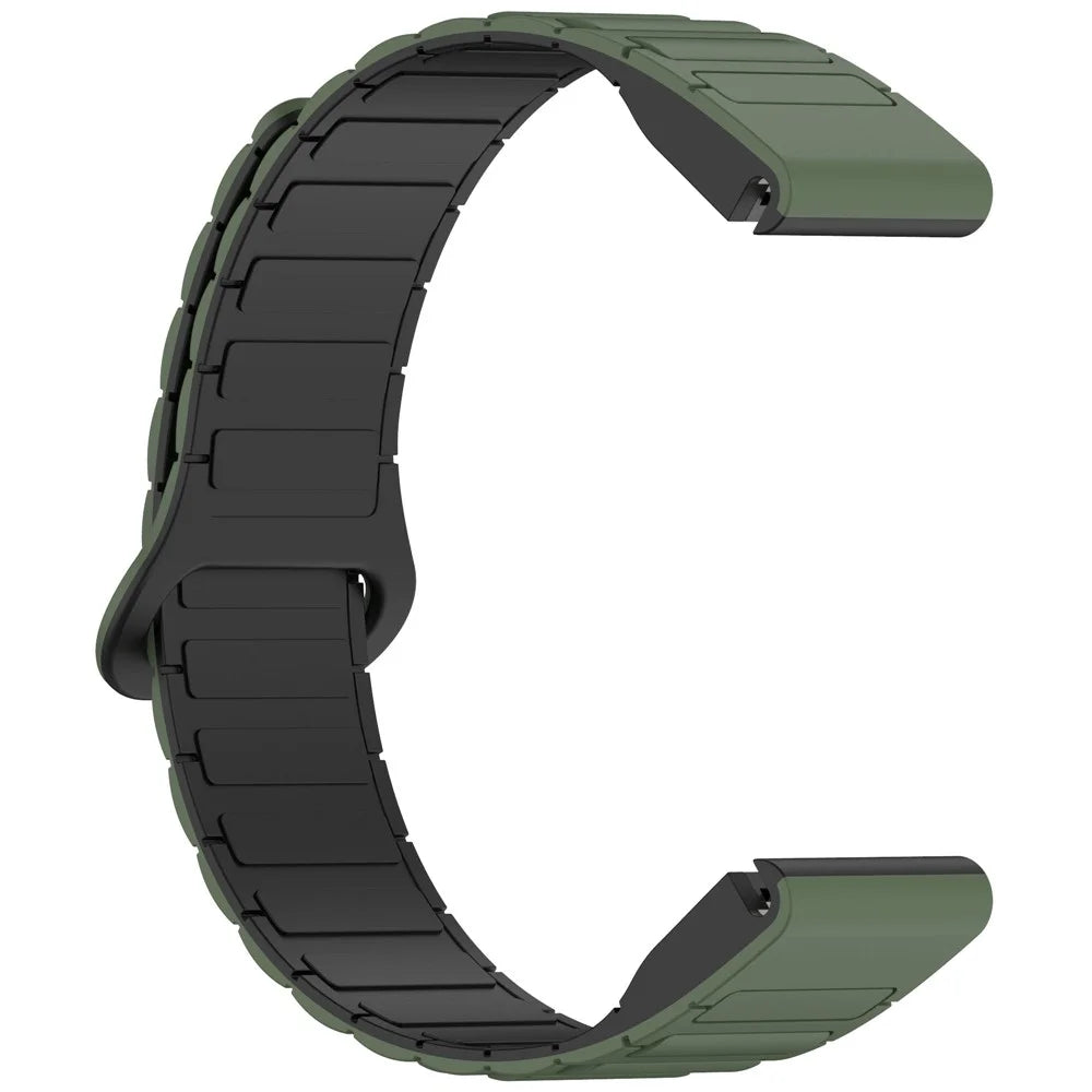 26mm Magnetic Watch Band for Garmin Fenix 8 51mm / Enduro 3 / Enduro 2 Quick Release Soft Silicone Strap - Midnight Green+Black - 3