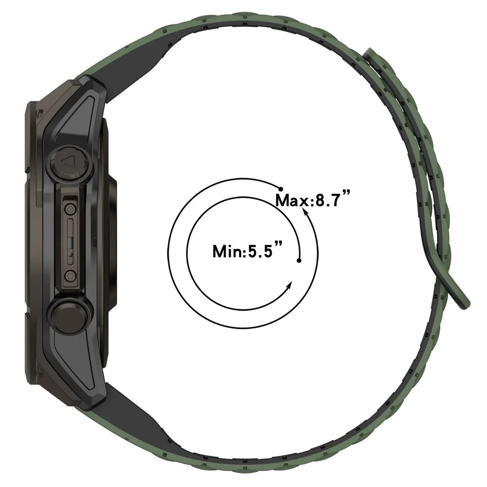 26mm Magnetic Watch Band for Garmin Fenix 8 51mm / Enduro 3 / Enduro 2 Quick Release Soft Silicone Strap - Midnight Green+Black - 7