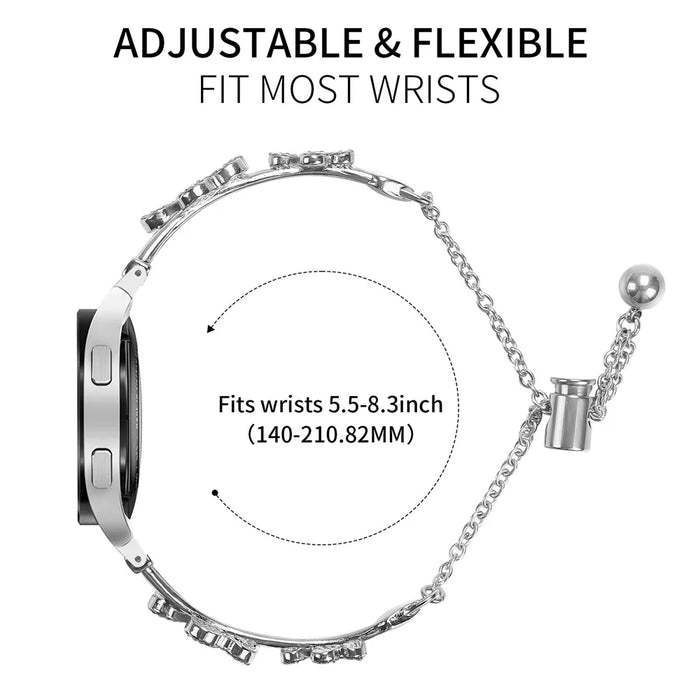 Metal Band with Quick Release Connector For Samsung Galaxy Watch7 44mm  /  40mm Heart Clover Decor Watch Strap - Silver - 5