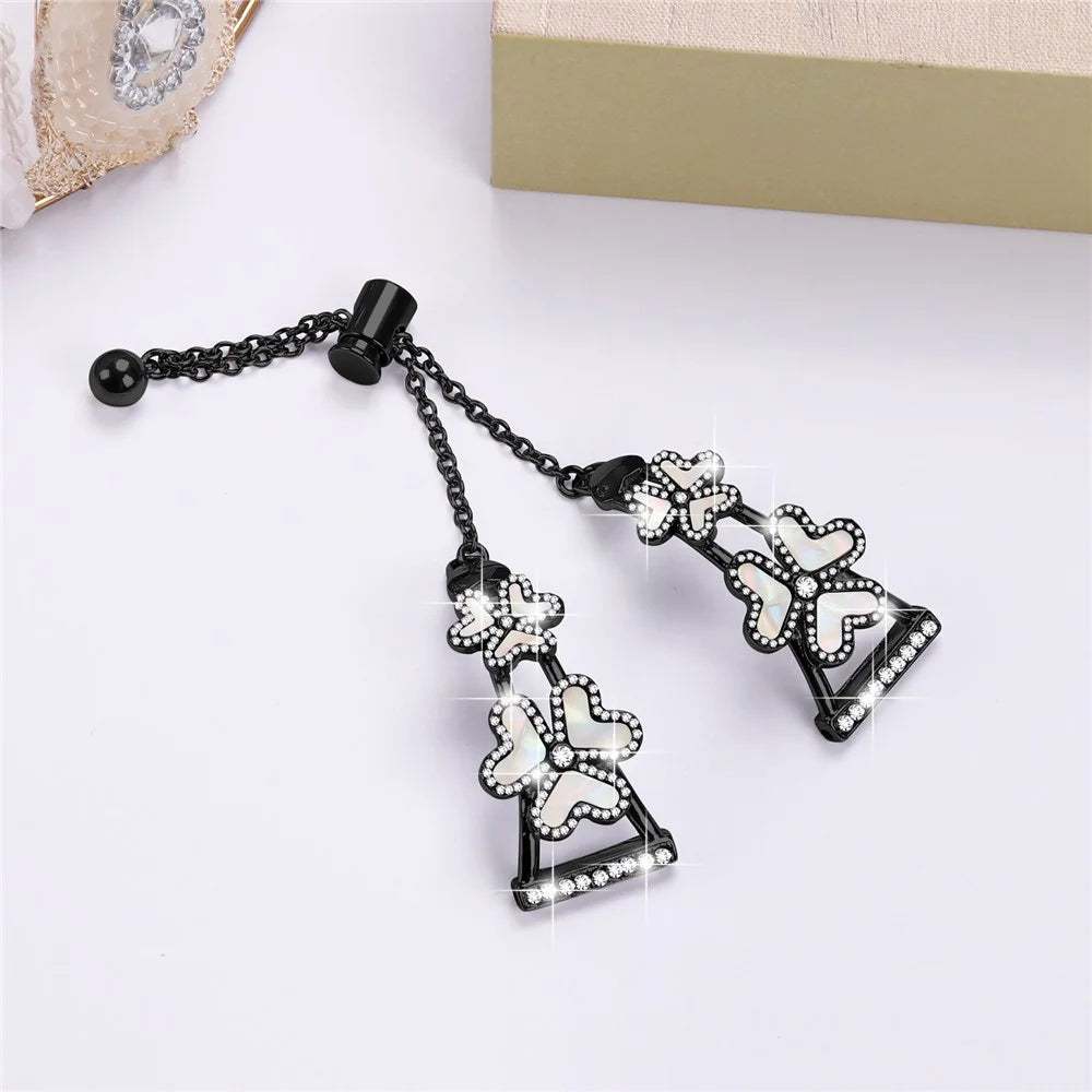 Metal Band Heart Clover Decor For Samsung Galaxy Watch4 40mm  /  44mm Watch Bracelet Replacement - Black - 6
