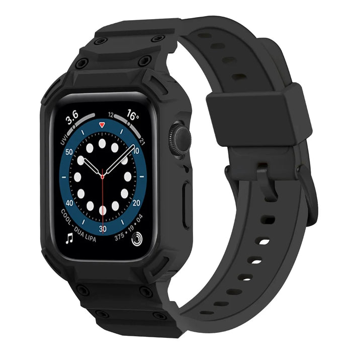 For Apple Watch Series 10 46mm Strap Soft TPU Watch Band with Integrated Watch Case - Black - 3