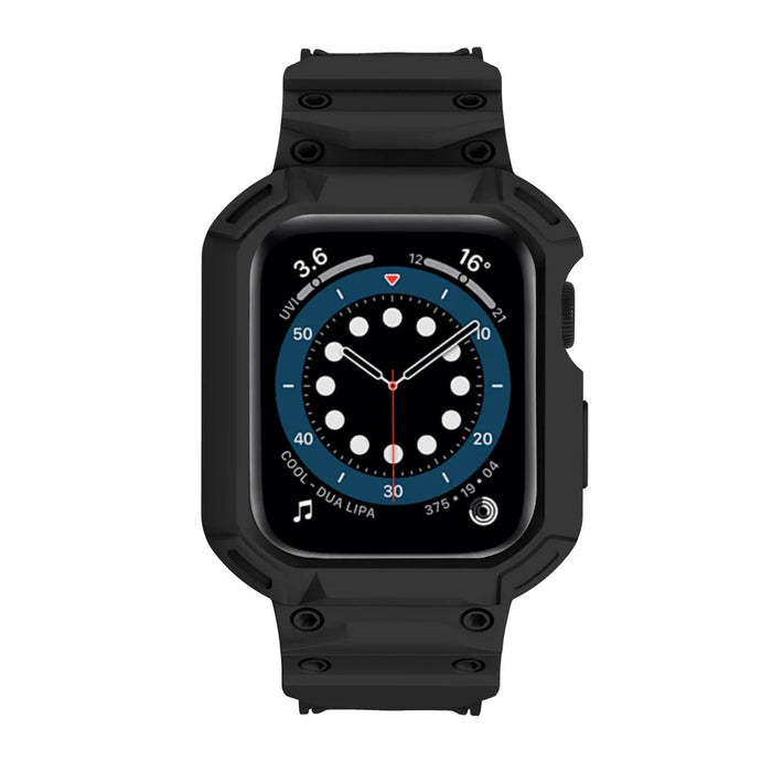 For Apple Watch Series 10 46mm Strap Soft TPU Watch Band with Integrated Watch Case - Black - 4