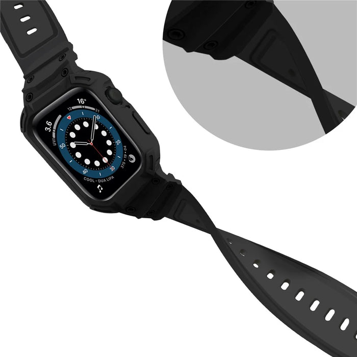 For Apple Watch Series 10 46mm Strap Soft TPU Watch Band with Integrated Watch Case - Black - 5