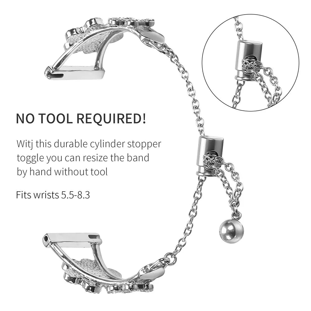 Metal Band For Samsung Galaxy Watch3 41mm Heart Clover Decor Watch Strap - Silver - 3