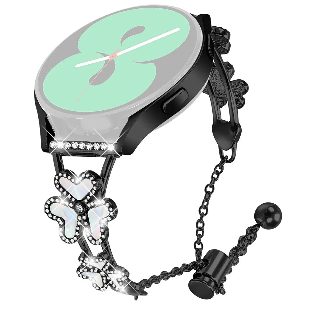 Metal Band Heart Clover Decor For Garmin D2 Air X10  /  Bounce Watch Bracelet Replacement - Black - 1