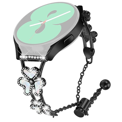 Metal Band Heart Clover Decor For Garmin D2 Air X10  /  Bounce Watch Bracelet Replacement - Black - 1