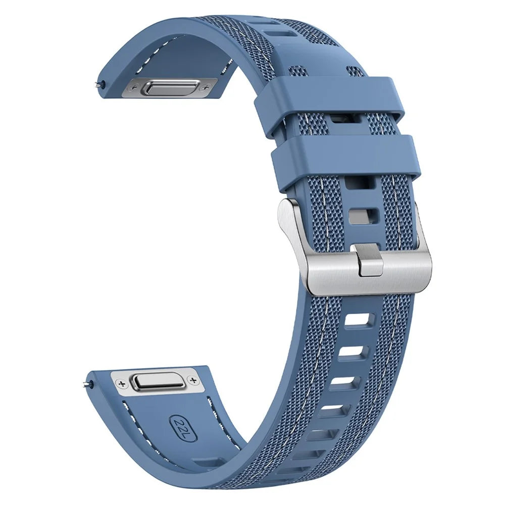 22mm Watch Band For Huawei Watch GT 5 Pro 46mm / GT 5 46mm / Samsung Galaxy Watch3 45mm Silicone+Nylon Replacement Strap - Baby Blue - 1