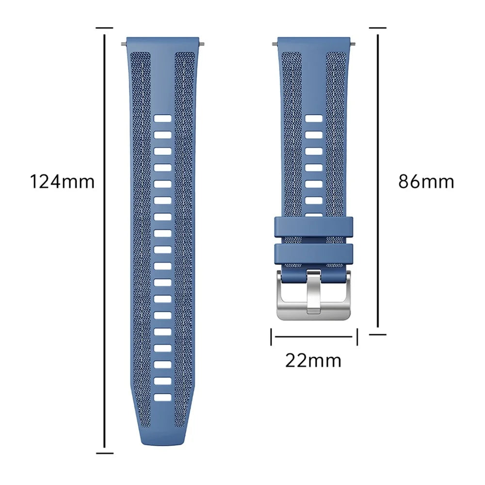 22mm Watch Band For Huawei Watch GT 5 Pro 46mm / GT 5 46mm / Samsung Galaxy Watch3 45mm Silicone+Nylon Replacement Strap - Baby Blue - 5