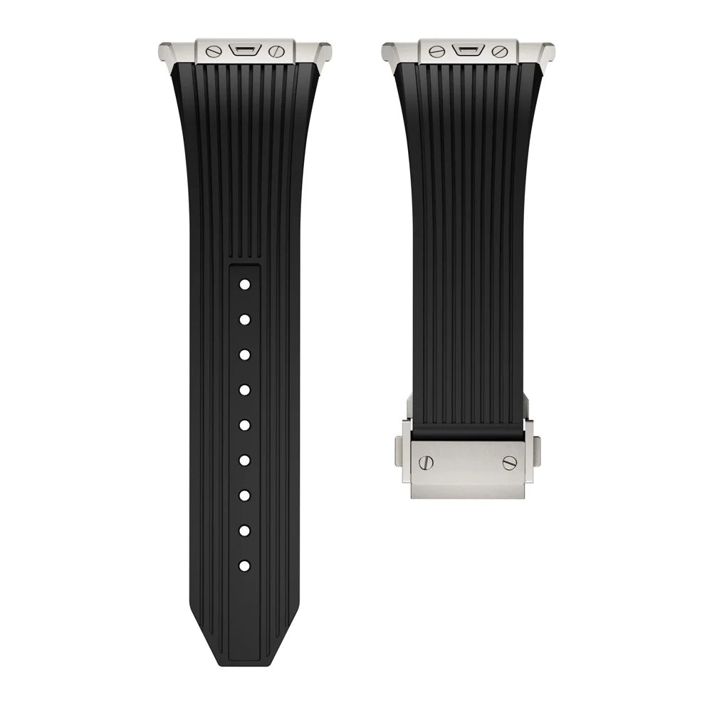 For Samsung Galaxy Watch Ultra2 47mm / Watch Ultra (2025) 47mm / Watch Ultra 47mm Silicone Band Titanium Connector Silver Buckle Watch Strap - Black - 6