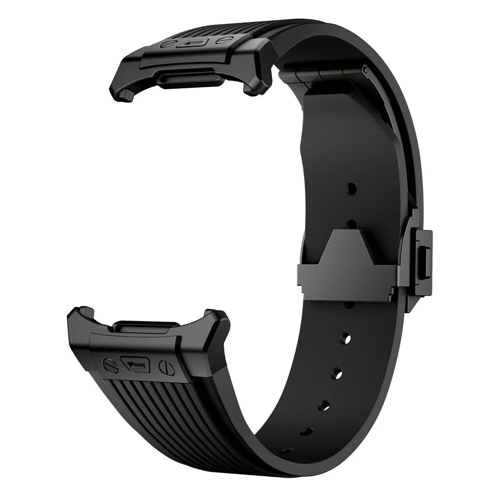 For Samsung Galaxy Watch Ultra2 47mm / Watch Ultra (2025) 47mm / Watch Ultra 47mm Silicone Band Black Connector Black Buckle Watch Strap - Black - 2